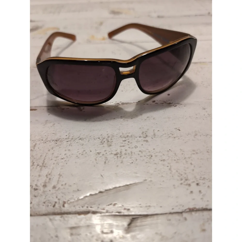 Vtg. Paul Frank Le Sabre Burg Burgundy Gold Sunglasses Oversized Cutout Bridge